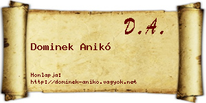 Dominek Anikó névjegykártya